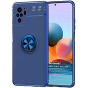Resim Xiaomi Redmi Note 10 Kılıf Kickstand Ring Holder Lacivert Microsonic