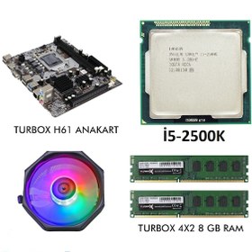 Resim I5 2500K Işlemci H61 1155 Pin Anakart 8 Gb Ram Cpufan 