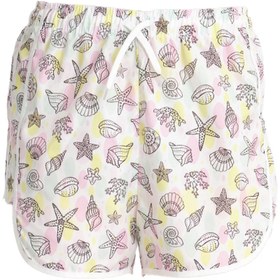 Resim Dijital Baskılı Kadın Deniz Şortu Pembe Beyaz 