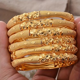 Resim 4 adet Altın Kaplama Bakır Bileklik Seti, Kabile Lüks Tarzı, Kadınlar için Ayarlanabilir Açık Manşet Bileklikler, Günlük ve Festival Giyim, Ramazan Kutlaması, Tüm Mevsim Takıları 