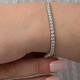 Resim Gümüş 3.5 mm Beyaz Taşlı Su Yolu Kadın Bileklik 