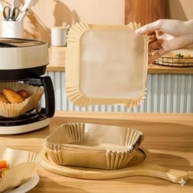 Resim Esmo Home 50 Adet Airfryer Pişirme Kağıdı - Kare Tek Kullanımlık Yanmaz Yapışmaz Kağıt - 16 cm Hava Fritözü Kağıdı - Yağ Geçirmez Gıda Sınıfı Fırın ve Airfryer Aksesuarları 
