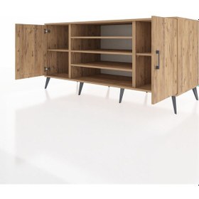 Resim Kronos Konsol 5 Raflı 2 Kapaklı 176x59x83 Çam-çam/çam Çam/çam 