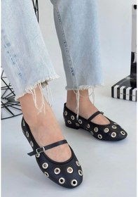 Resim Tinta Siyah Cilt Ayakkabı Kadın Babet Siyah 