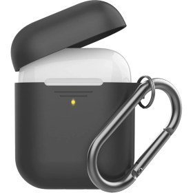 Resim Airpods Kılıf Airpods 1-2 Nesil Uyumlu Silikon Kılıf ve Paslanmaz Kemer Klipsli PT06-F 