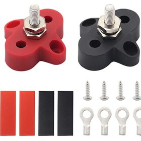 Resim Tek Ağır Terminal M6 , Kırmızı Ve Siyah, Kırmızı Bakır Terminal + Isıyla Daralan Boru 