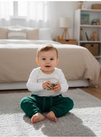 Resim Zekids Erkek Çocuk Pamuklu Bel Paça Lastikli Eşofman Altı-16390 Yeşil 