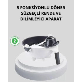 Resim Midas Toptan Home 5 Fonksiyonlu Döner Rende Süzgeçli Çok Amaçlı Sebze Doğrayıcı Kaymaz Tabanlı 