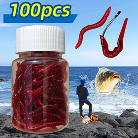 Resim 100 adet Gerçekçi Kırmızı Toprak Solucanı Yumuşak Balıkçılık Yemleri - Taze ve Tuzlu Su Balıkçılığı için Yüksek Kaliteli Biyonik Solucanlar, Büyük ve Küçük Balıklar için Kolay Taşınabilir Şişe Yemleri, Dayanıklı PVC Malzeme, Taze ve Tuzlu Su Balıkçılığı için Mükemmel, Balıkçılık Yemleri ve Yemler, Doğal Görünüm, Kolay Saklama, Spor Balıkçıları, Balık, Panbalık - Slobstail Balıkçılığı için Dolma Kutuları içerir, Kırmızı Muskellunge Balıkçılığı için Etkili, Eel ve Frogfish Yemleri ile Kapak Tasa 