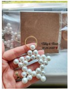 Resim 25 Adet Krem İnci Yıldız Anahtarlık - Kişiye Özel Kartlı 