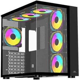 Resim PowerBoost PB-SS02B USB 3.0 Sea View ATX RGB Fanlı Siyah Kasa (PSU Yok) 