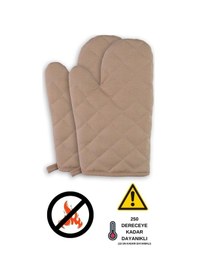 Resim Yanmaz Ve Isıya Dayanıklı Fırın Eldiveni 2 Eldiven Cappucino 