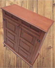 Resim Bengi Ayakkabılık Kareli Çok Amaç Model Parlak Ceviz 2 Kapaklı 