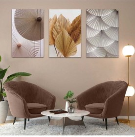 Resim Altın Beyaz Renk 3'lü Mdf Tablo Set 