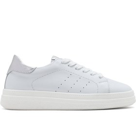 Resim Derimod Kadın Beyaz Bağcıklı Kalın Tabanlı Deri Sneaker 25SFD510718 