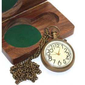 Resim Mena Rise Ahşap Kutulu Pirinç Köstekli Saat KSK2056 - Lisinya 