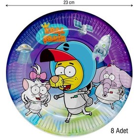 Resim Kral Şakir Uzayda Karton Tabak 23 CM 8'li 