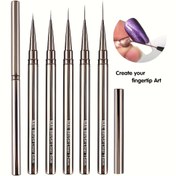 Resim Metalik Tabanca Rengi Tırnak Sanatı Fırça Seti, Çizgi ve Çiçek Çizmek İçin Jel Parlatma Tırnak Fırçaları İçerir, 6/9/12/15/18Mm Boyutlarda Metal Saplıdır. 