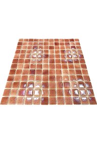 Resim MozaiKristaL Tüm Yüzeyler Için 25X25MM. Bakır Gülü, 31,5X31,5CM. Fileli Cam Mozaik 