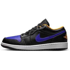 Resim Nike Siyah - Air Jordan 1 Low Dark Concord Spor Ayakkabı 553558-075 