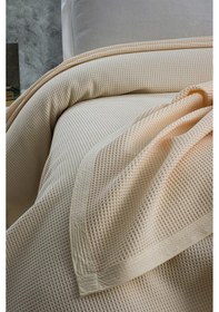 Resim Mulberry Klimalı Pike %100 Pamuk Petekli Pike Dörtmevsim Pike Tek Kişilik 170 x 240 Krem 