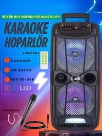 Resim nextbuy Büyük Boy Karaoke Speaker Mikrofonlu Bluetooth Hoparlör Extra Bass-Tweeter Subwoofer Ses Bombası 