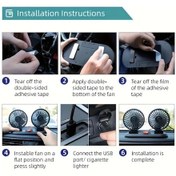 Resim Boatshop1 Çift Başlıklı Usb Araba Fanı Siyah 2 Hız Ayarlı Dönebilen Tasarım 5v Soğutucu Sağlam Montaj Tabanı 