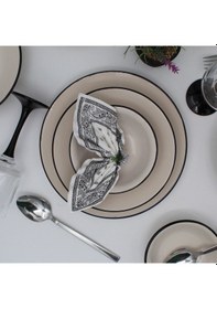 Resim Anka 18 Parça 6 Kişilik Yemek Takımı - Siyah File 