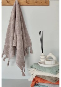 Resim Lila Saçaklı El Havlusu - 50x90 %100 Pamuk Otantik Havlu - Yüksek Su Emiciliği Lila 