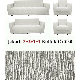 Resim Jakarlı Koltuk Örtüsü , Kanepe ,chester Örtüsü 3211 Taşgri Taş Gri 