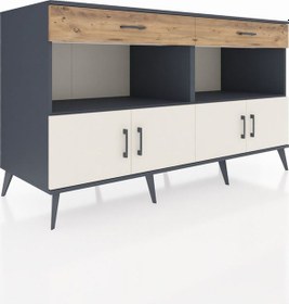 Resim Kronos Konsol 2 Raflı 2 Çekmeceli 4 Kapaklı 176x59x99 Antrasit-ay Antrasit-aytaşı/çam 