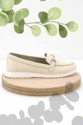 Resim Bambi Bej Hakiki Deri Kadın Loafer Ayakkabı K01269354603 