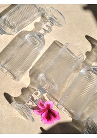 Resim 6 Adet Ayaklı Cam Kadeh Kahve Yanı Su Bardağı- Şampanya Bardak 