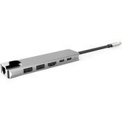 Resim 6 In 1 Macbook Uyumlu Type-C™ To 4K HDMI Tv Projeksiyon Ultra Hd 1080P 2* Type-C 2* USB 3.0 100MBPS Ethernet Lan 6ın1 Çevirici Hub Adaptör 