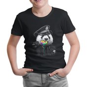 Resim Police Panda Siyah Çocuk Tshirt 