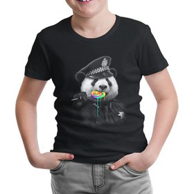 Resim Police Panda Siyah Çocuk Tshirt 