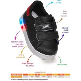 Resim Kiko Kids Oyo İlk Adım Bebe Cırtlı Işıklı Kız Bebek Spor Ayakkabı Siyah - Kırmızı 