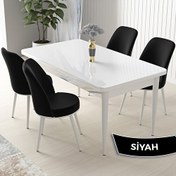 Resim Canisa Concept Nil Serisi, Beyaz Masa 70X110 Sabit Yemek Masası Takımı, 4 Sandalye 