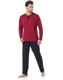 Resim Pierre Cardin 5560 Erkek Çeyizlik Beşli Rop Pijama Takım - Bordo Bordo 