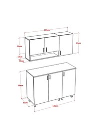 Resim Ruby Mutfak Dolabı Alt Üst Modül 135 Cm Tezgah Dahil Beyaz 