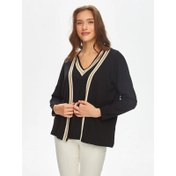 Resim Faik Sönmez Sim Şeritli Kadın Triko Hırka 69656 (U69656) 