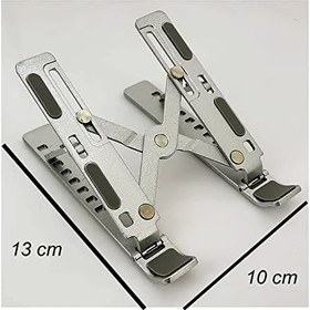 Resim coverzone Mini Metal Stand Katlanabilir Çantada Taşınabilir Folding Alüminyum 8 Kademeli Telefon ve Tablet Standı 13 cm Mini Dizayn | RT008 Silver 