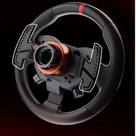 Resim Pxn W As | Modüler Sim Yarış Direksiyonu (280MM) | Hall-Effect Manyetik Vites Kulakçıkları, Alüminyum Quick Release 