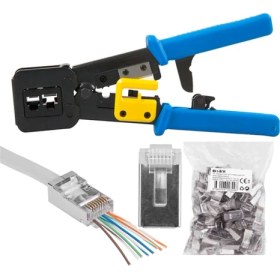 Resim S-Link SL-830W PENSE+100 Adet Yeni Nesil Cat6 Metal Jak 8P8C/RJ-45, 6P4C/RJ11 