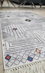Resim Dekhera Ömür Yıkanabilir Halı 5740 Gri - 80X150 / Dot Taban 