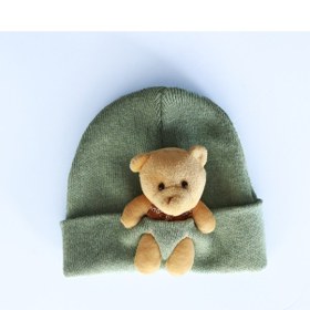 Resim Bidigago Peluş Ayıcıklı Renkli Çocuk Bere Yeşil 