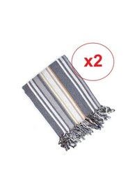 Resim 2 Adet Pamuk-keten Peştemal 100x180 -tamara Gri 