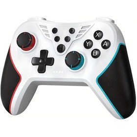 Resim Honeybeeshop Hall Etkisi Uyanma Fonksiyonlu Kırmızı Ve Mavi İle Beyaz Nintendo Switch Oled Lite Pc Uyumlu Kablosuz Oyun Kumandası Pro Kontrol Cihazı 