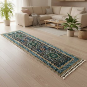 Resim Turkish Hand-Knotted Runner – Oriental Wool Rug with Geometric Medallions 2x6ft 