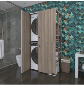 Resim Kenzlife Çamaşır-Kurutma Makinesi Dolabı Kapaklı Fedyenka Crd 180*090*60 Banyo Arkalıksız Çok Renkli 